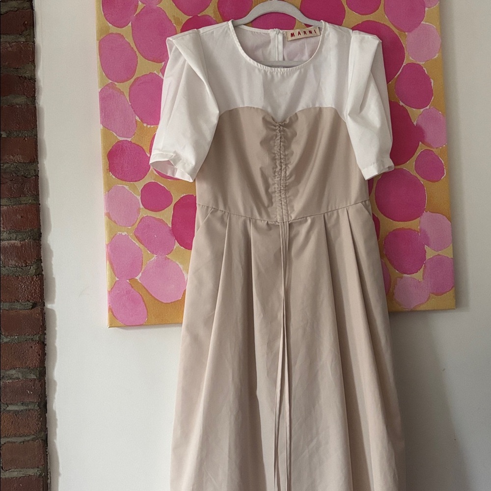 Marni Two-Tone Cream and White Midi Dress